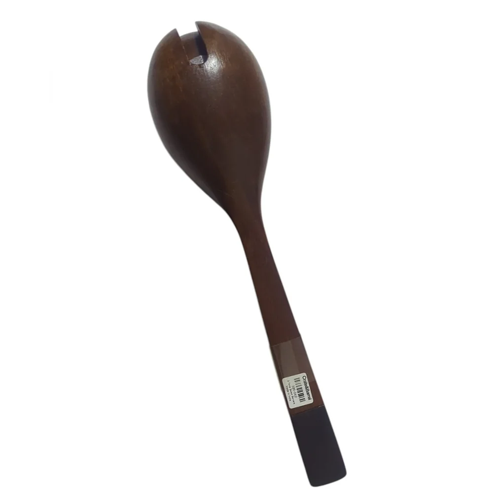 Crate & Barrel Two Tone Wood Black Salad Server Spoon Set